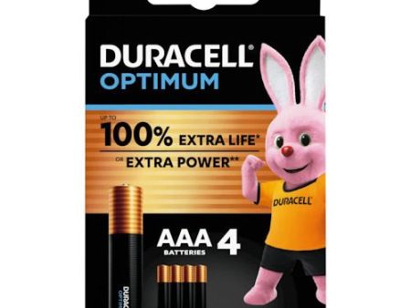 Pilhas Alcalinas Duracell AAA LR03 Optimum +100% Extra Life - Pack 4 Unidades Online