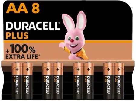 Pilhas Alcalinas Duracell AA LR06 Plus +100% Extra Life - Pack 8 Unidades Cheap