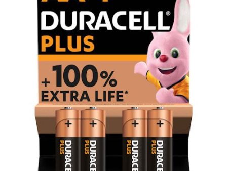 Pilhas Alcalinas Duracell AA LR06 Plus +100% Extra Life - Pack 4 Unidades Online Sale